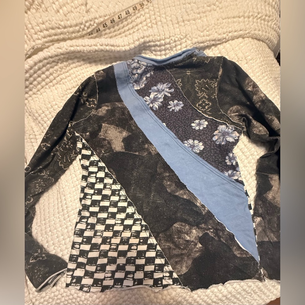 Free People We The Free Weekday Night Tee Patchwork Mixed PrintTop XL - Picture 12 of 12